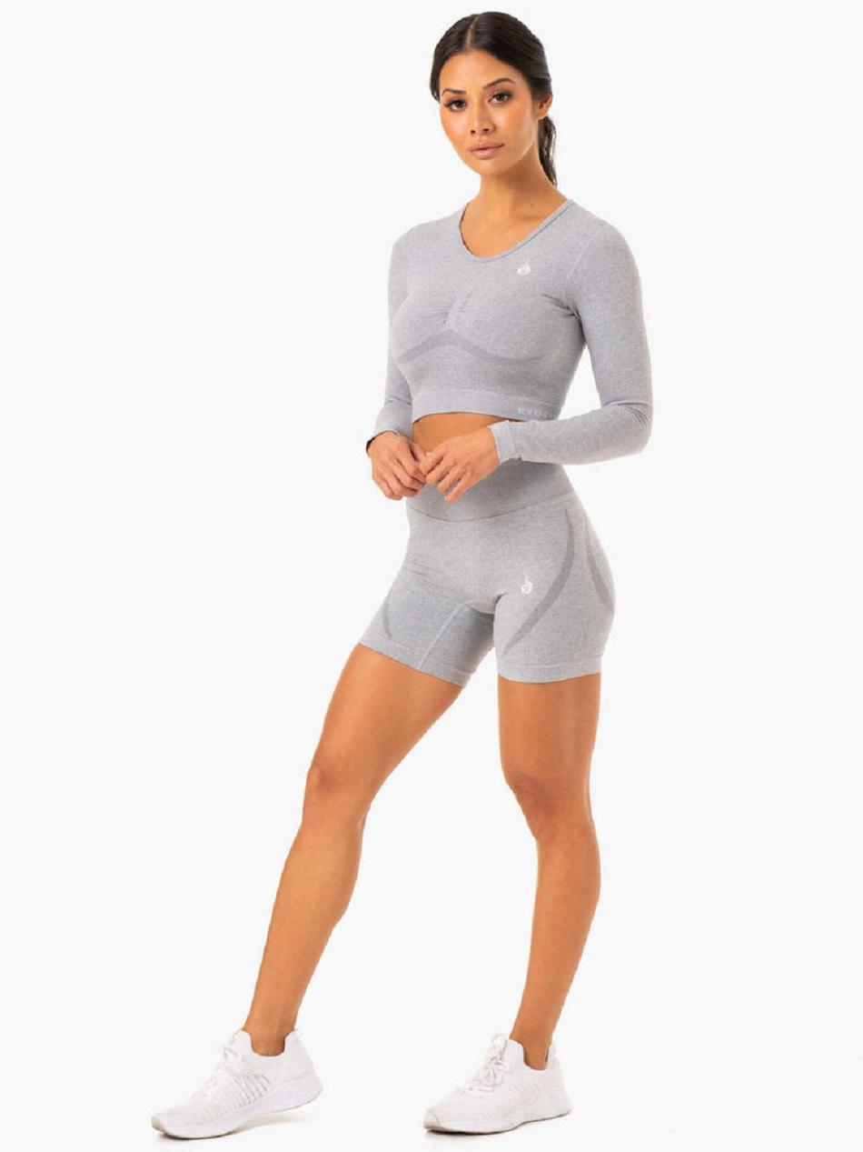 Grey Women's Ryderwear Sculpt Long Sleeve Top Seamless | 65Y5050412