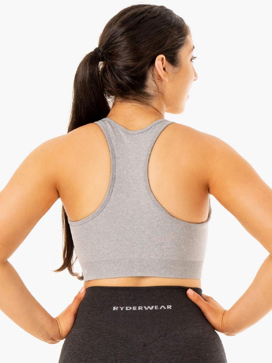 Grey Women's Ryderwear Sculpt Racer Back Sports Bra Seamless | 52YR14237