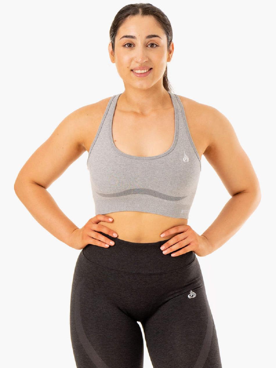 Grey Women\'s Ryderwear Sculpt Seamless Racer Back Sports Bras | REH40690