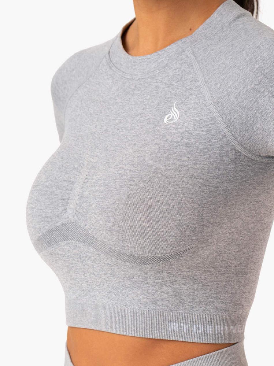 Grey Women's Ryderwear Sculpt Seamless T-Shirt Top | 154F14890