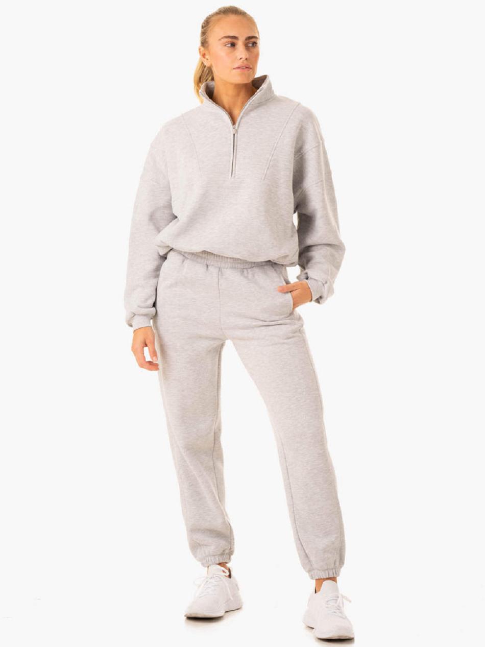 Grey Women's Ryderwear Sideline Half Zip Jumper Trackset | 6D7223722