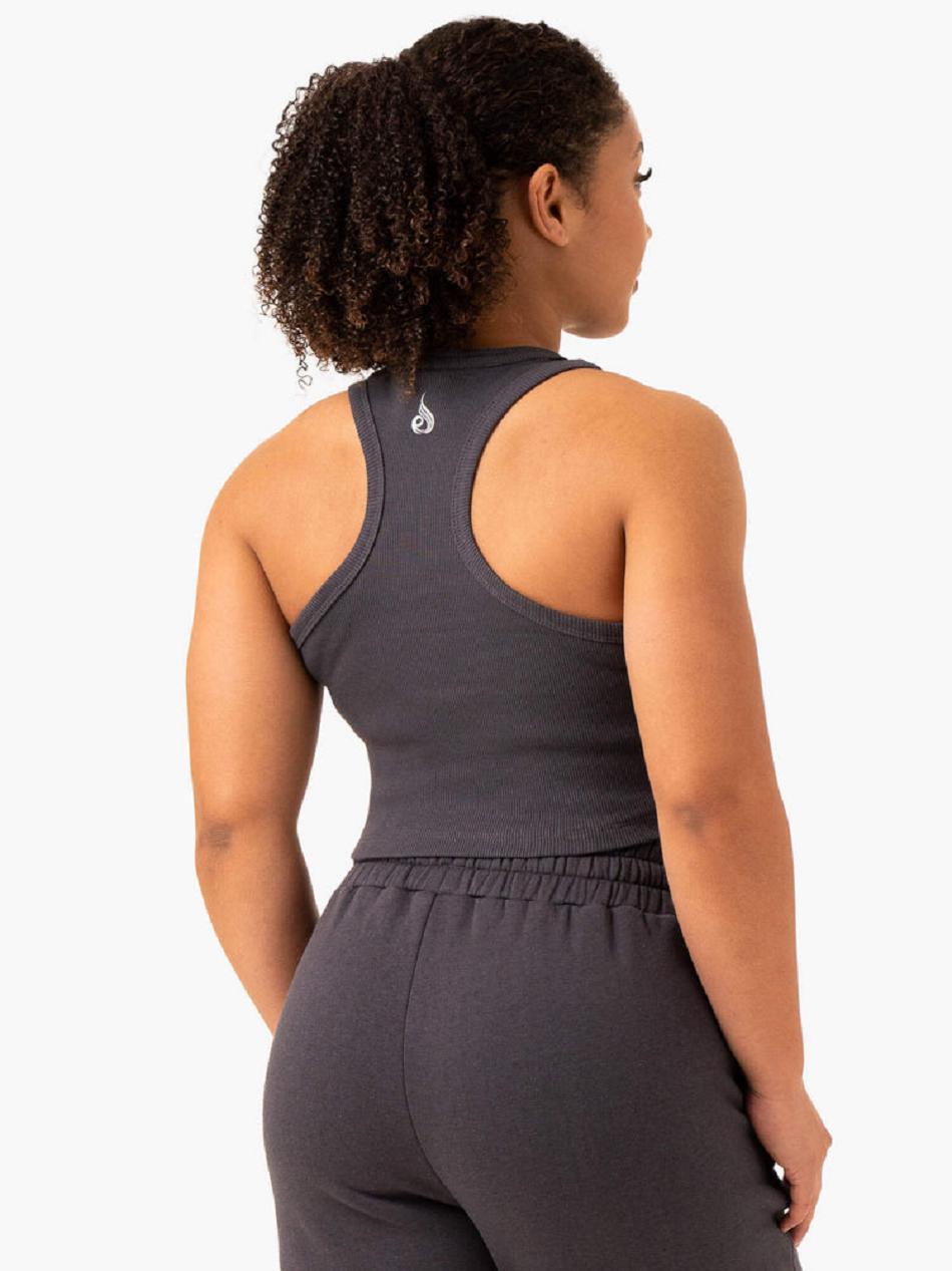 Grey Women's Ryderwear Sideline Rib Crop Tank Trackset | 637Y32617