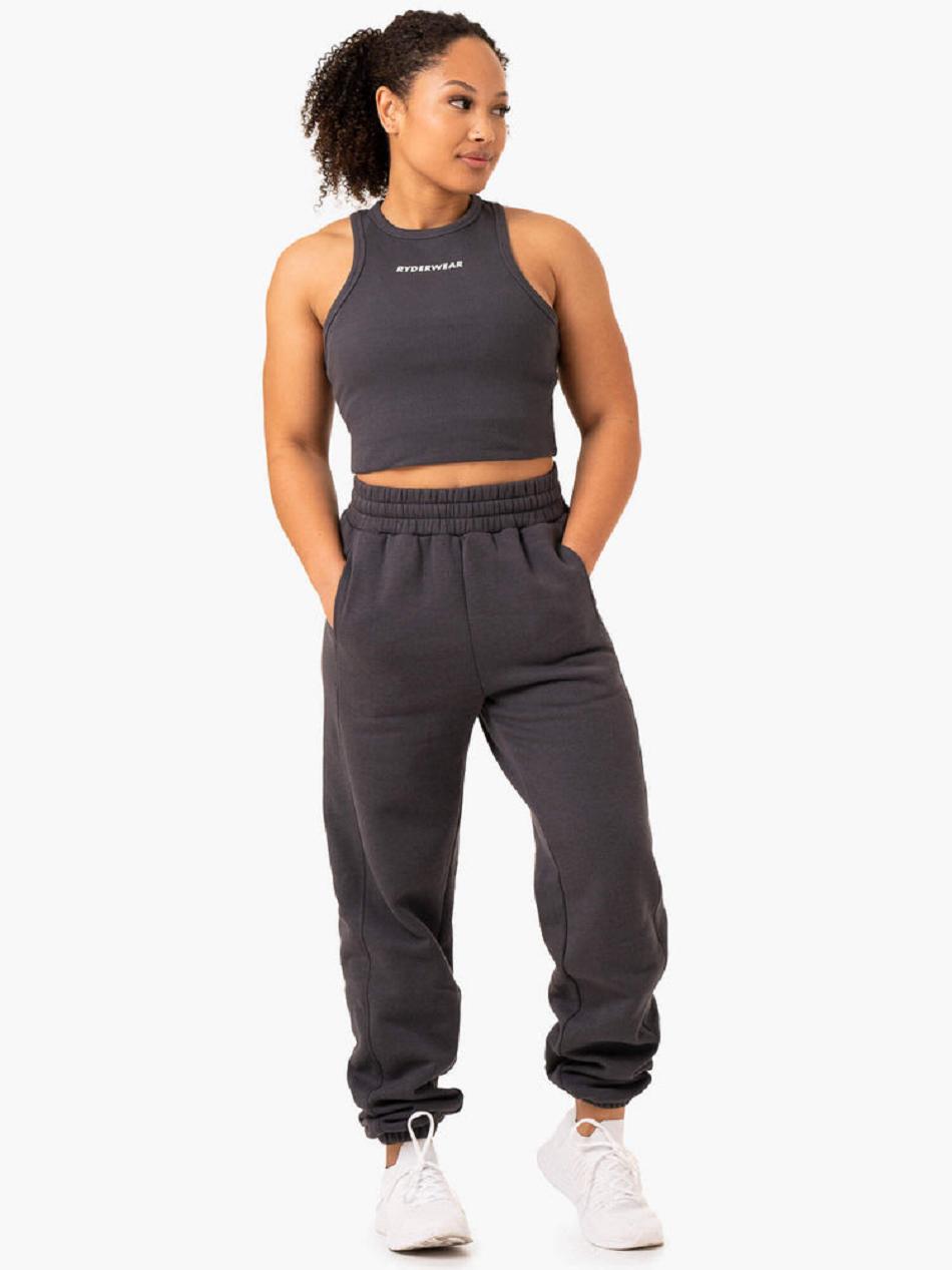 Grey Women's Ryderwear Sideline Rib Crop Tank Trackset | 637Y32617