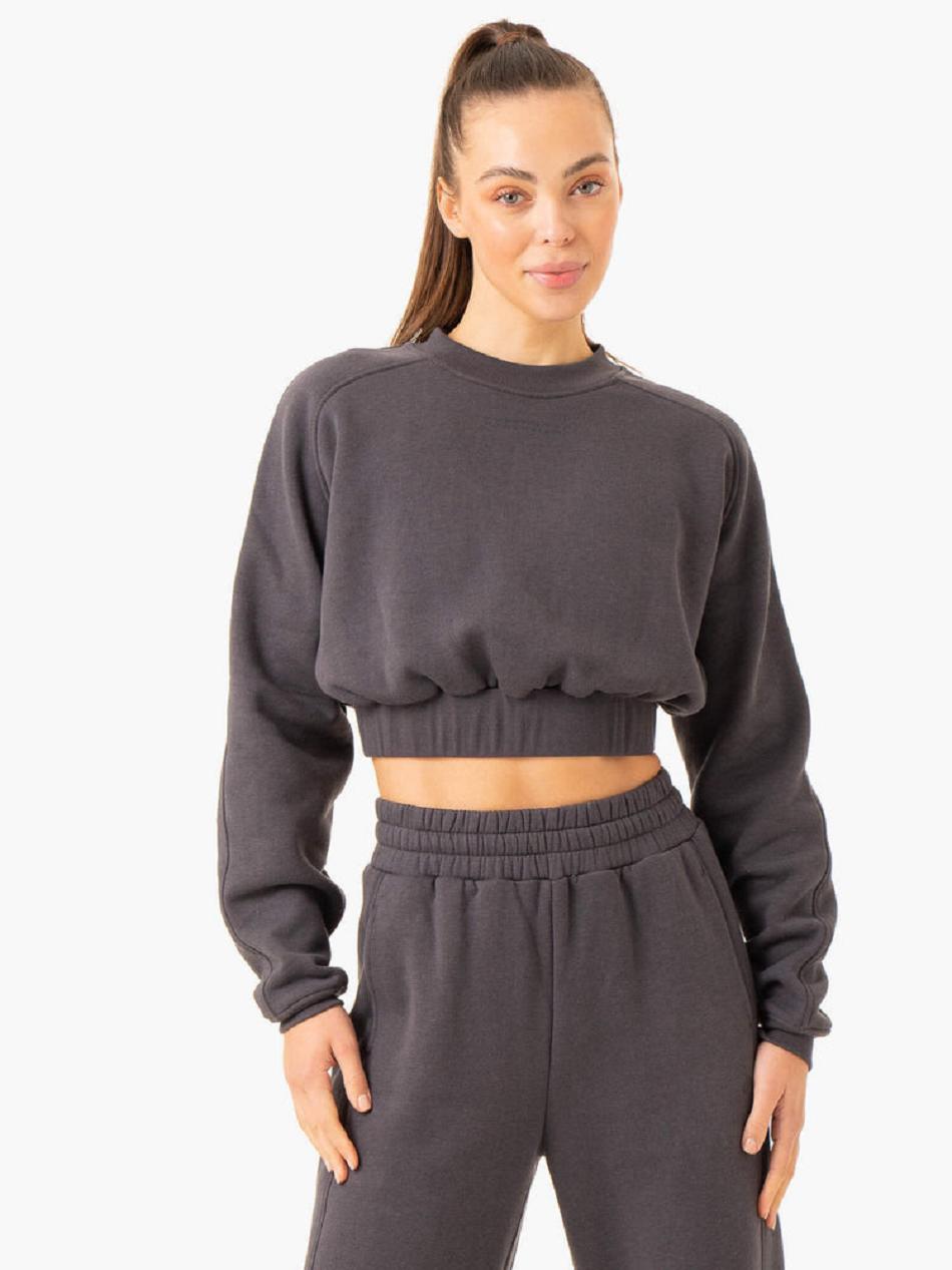 Grey Women\'s Ryderwear Sideline Sweater Top | 69HF35240