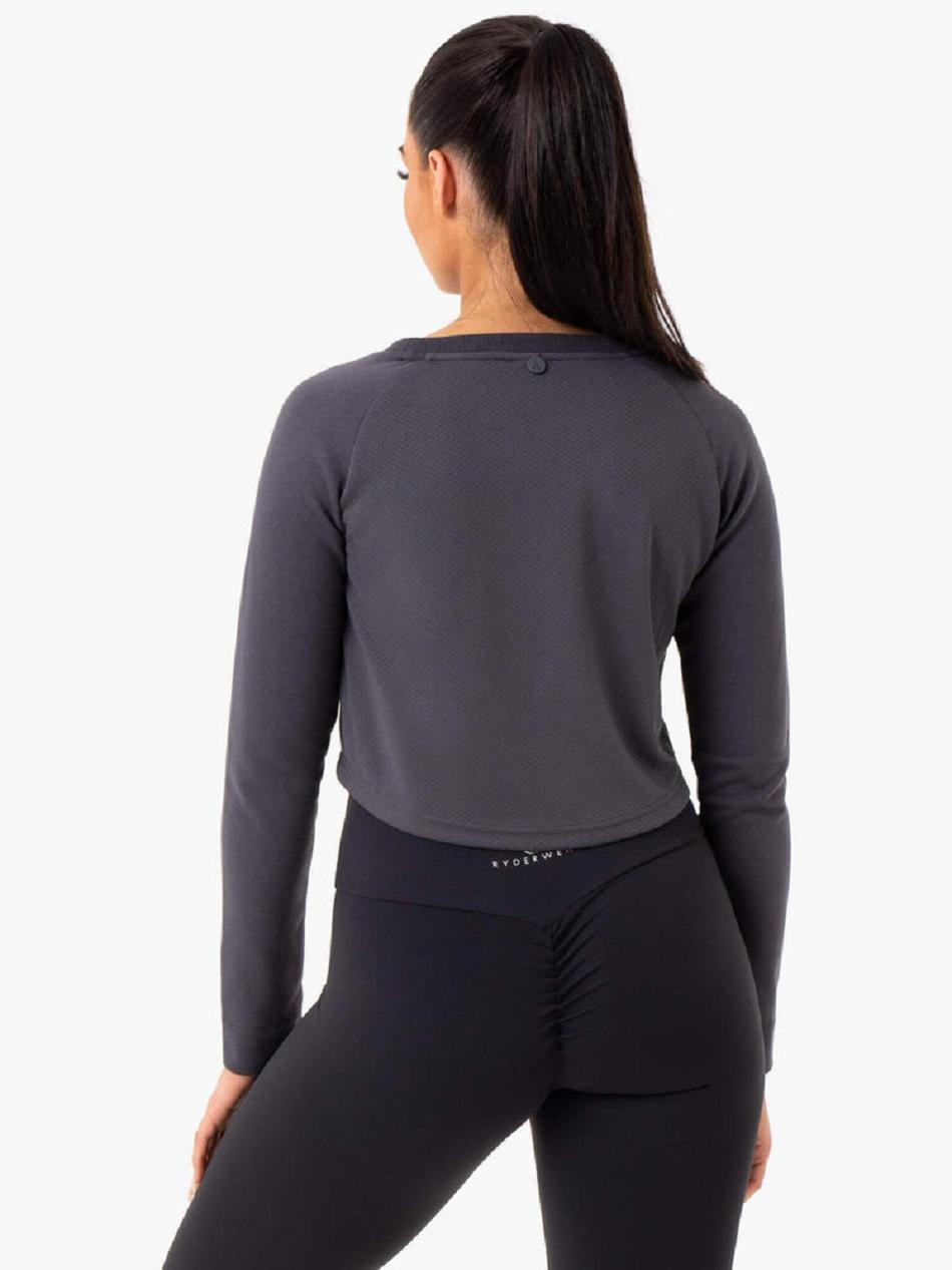 Grey Women's Ryderwear Staples Cropped Sweater Top | G5B36540