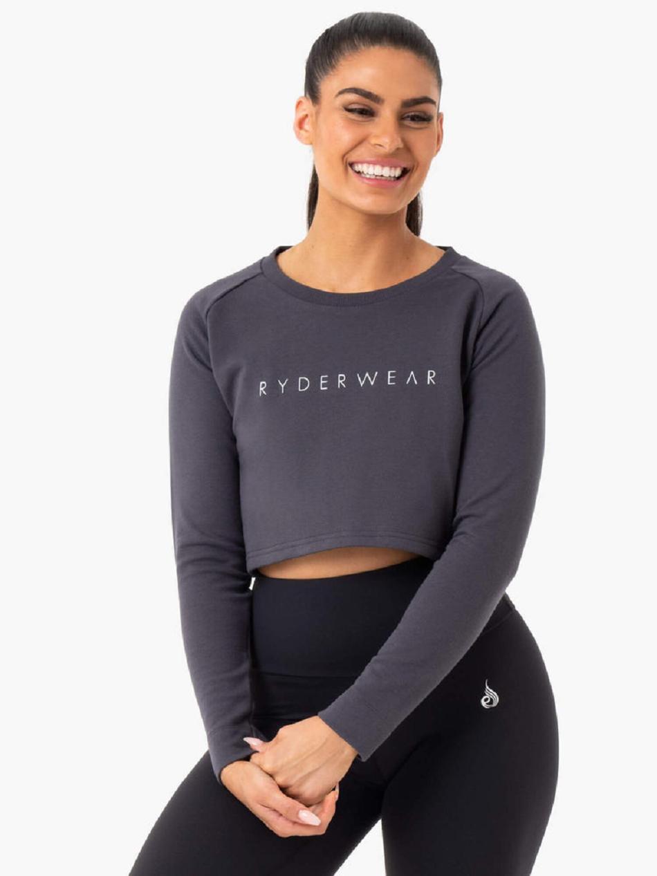 Grey Women\'s Ryderwear Staples Cropped Sweater Top | G5B36540