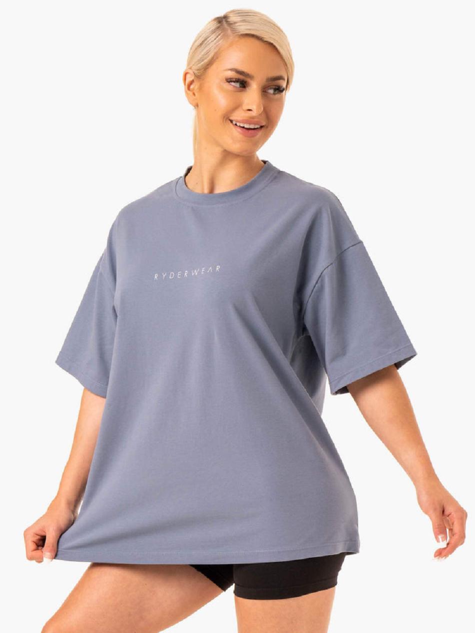 Grey Women's Ryderwear Staples Oversized Tee Top | 66GA46291