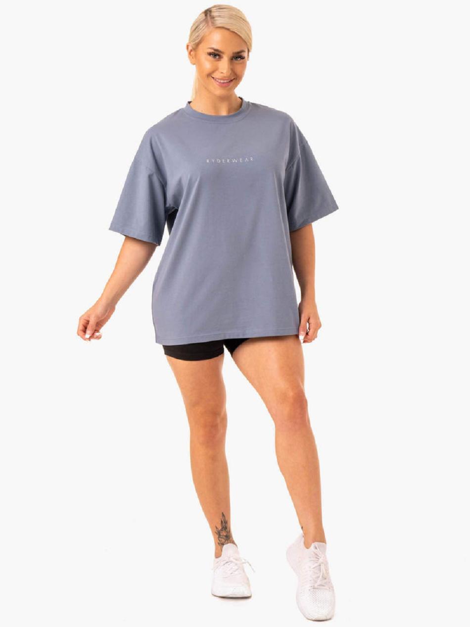 Grey Women's Ryderwear Staples Oversized Tee Top | 66GA46291