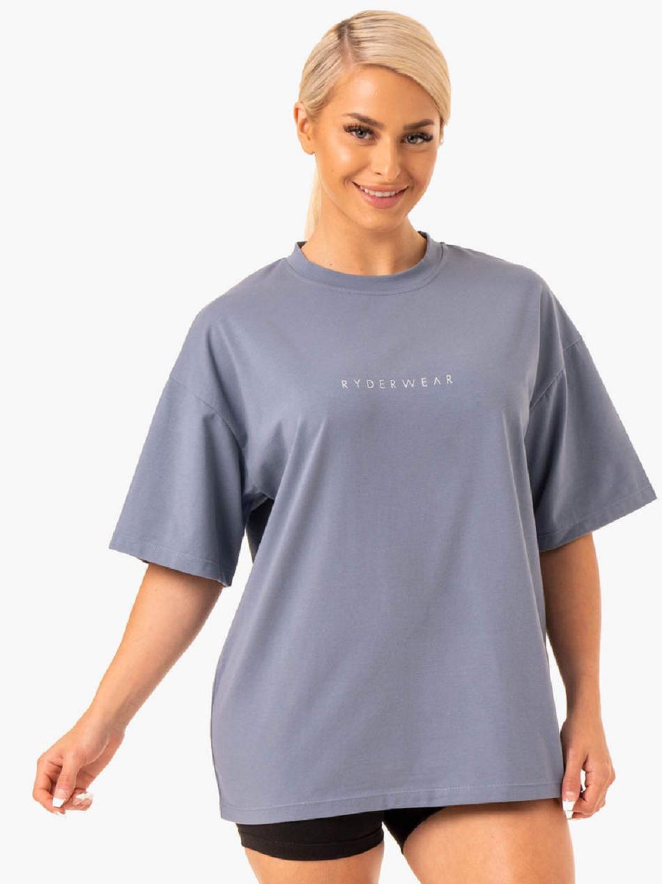 Grey Women\'s Ryderwear Staples Oversized Tee Top | 66GA46291