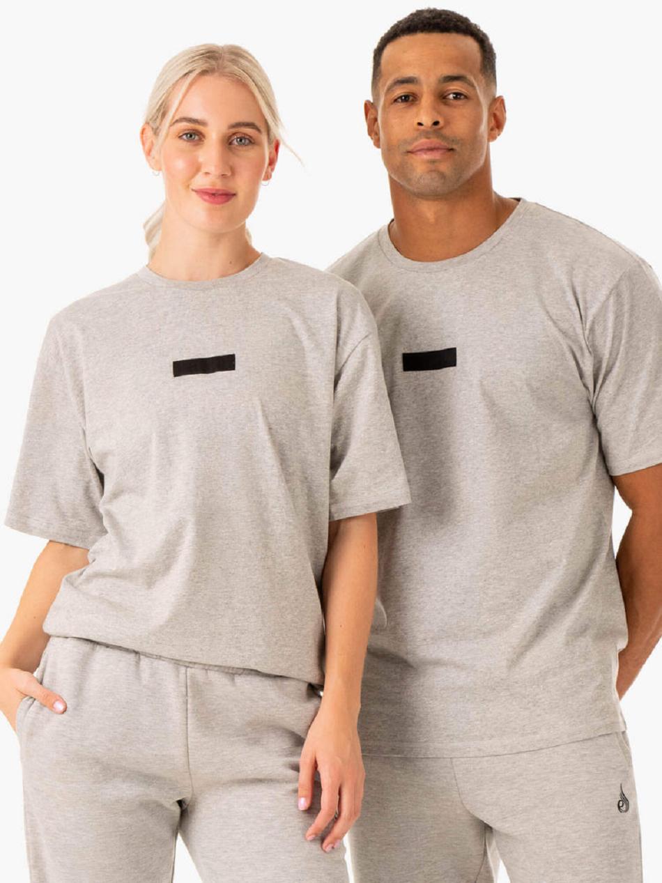 Grey Women's Ryderwear Unisex Oversized T-Shirt Top | G2T90395