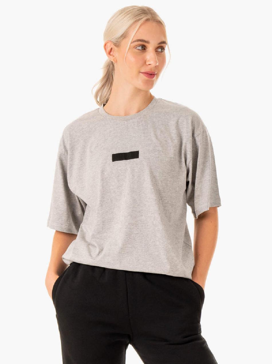 Grey Women's Ryderwear Unisex Oversized T-Shirt Top | G2T90395