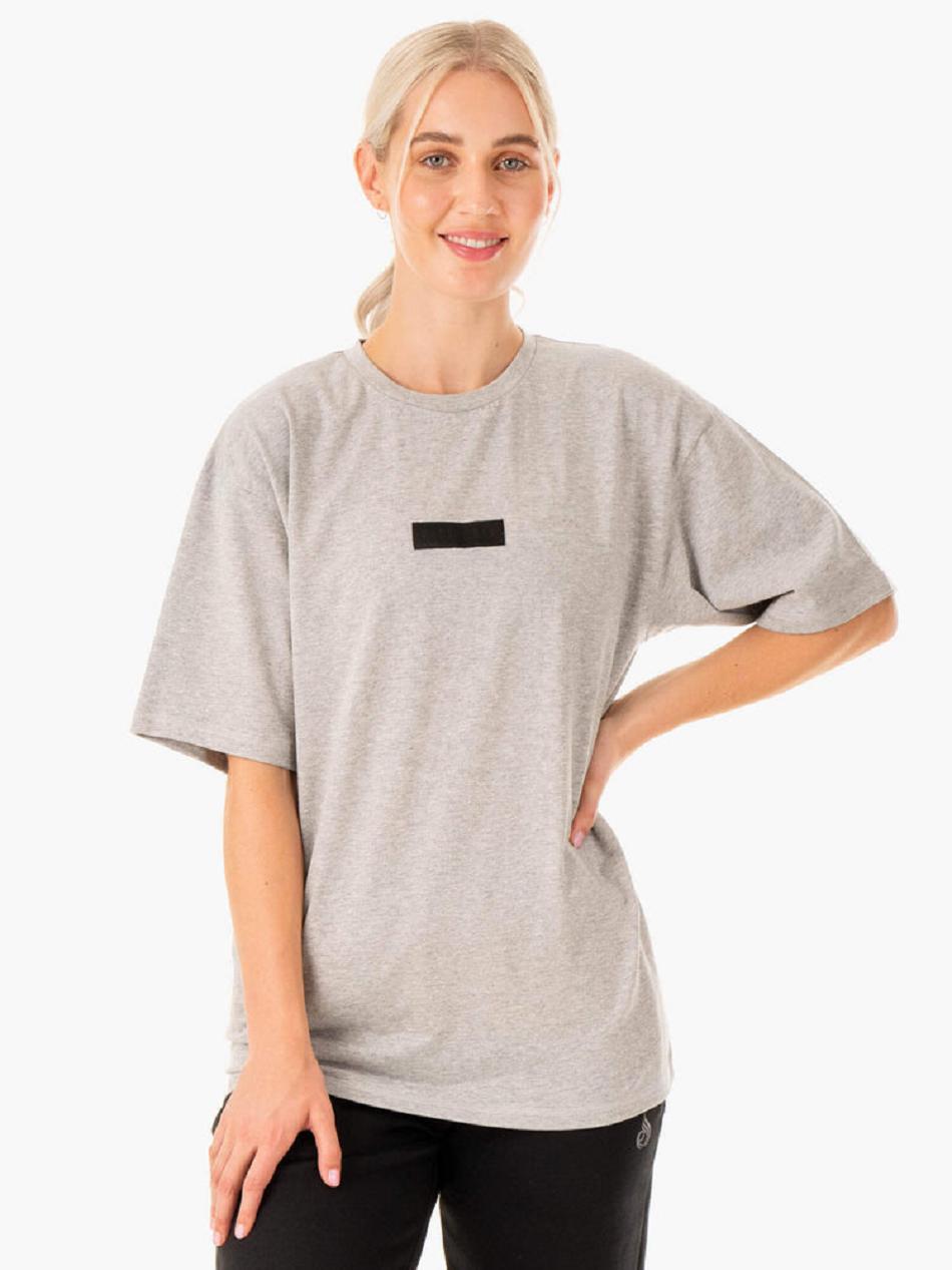 Grey Women's Ryderwear Unisex Oversized T-Shirt Top | G2T90395