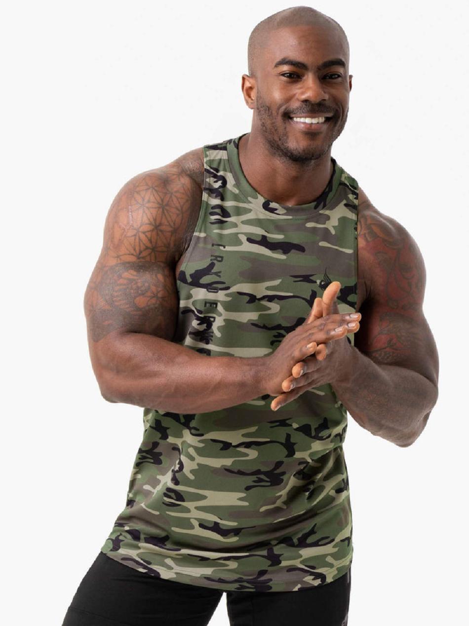 Khaki / Camo Men\'s Ryderwear Camo Tech Mesh Baller Tanks | 82JS63707