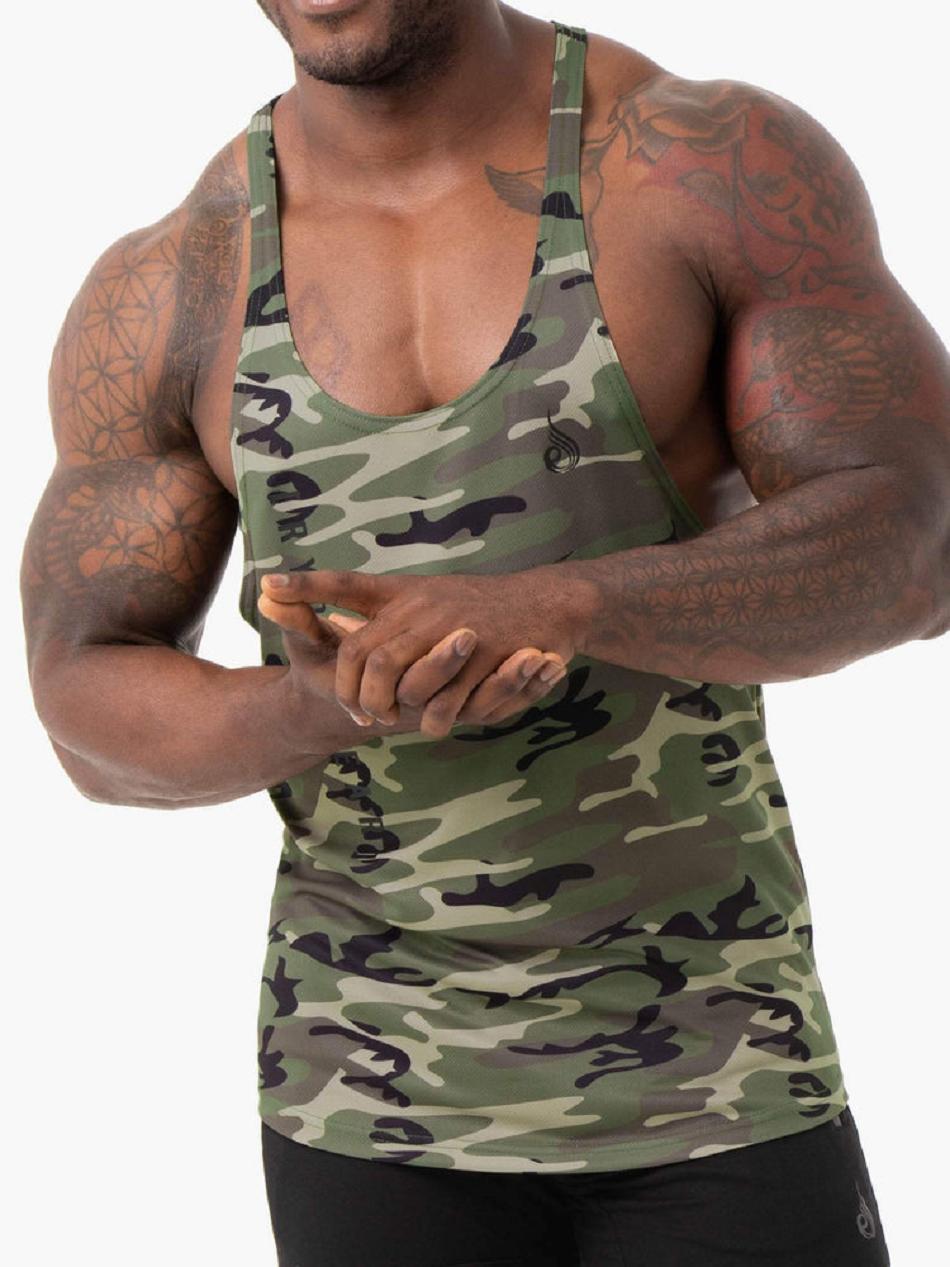 Khaki / Camo Men's Ryderwear Camo Tech Mesh T-Back Stringers | MT8150410