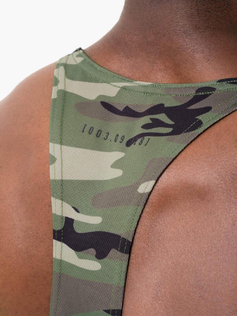 Khaki / Camo Men's Ryderwear Camo Tech Mesh T-Back Stringers | MT8150410