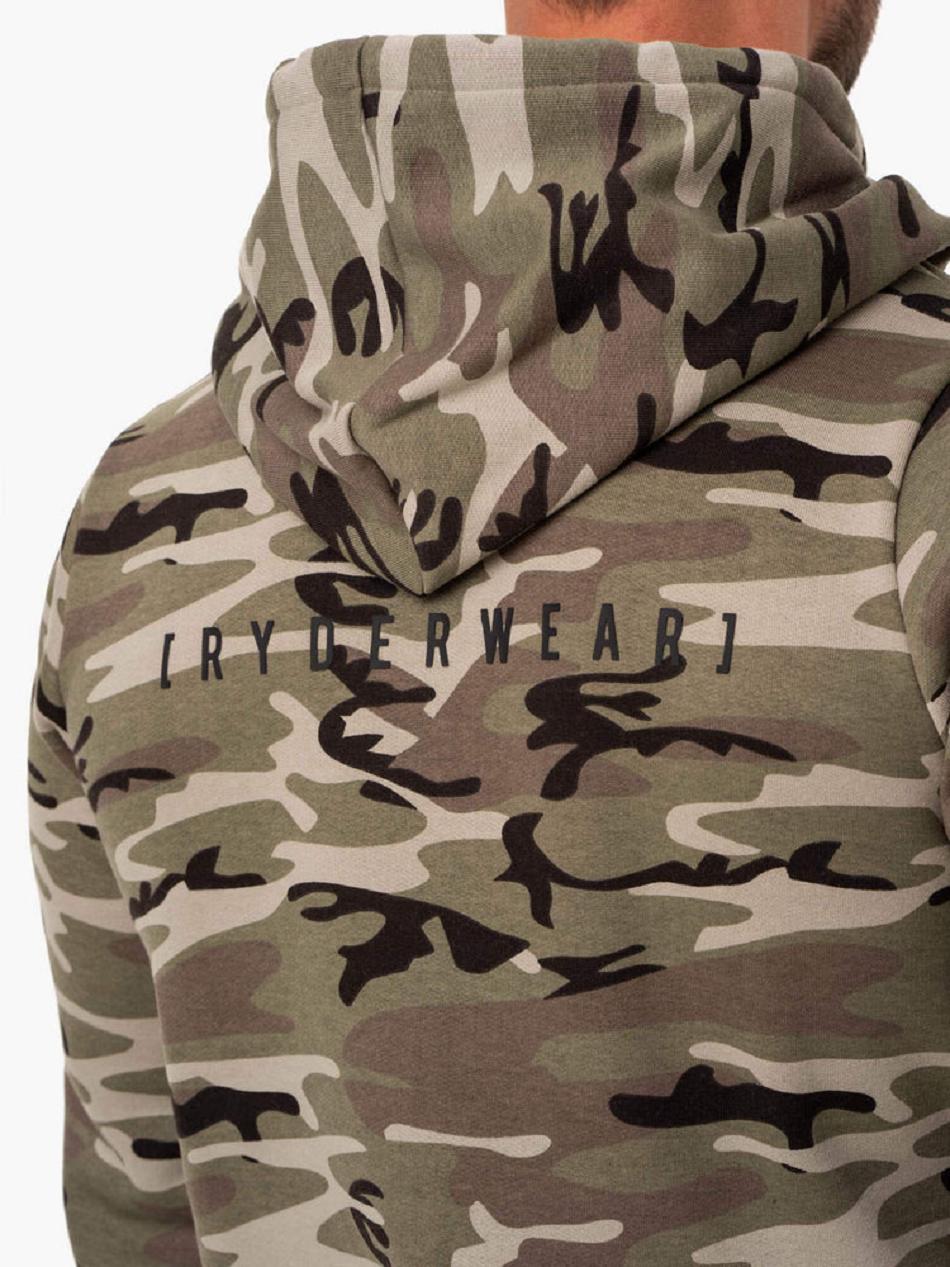 Khaki / Camo Men's Ryderwear Camo Tech Pullover Hoodie | 162G28581