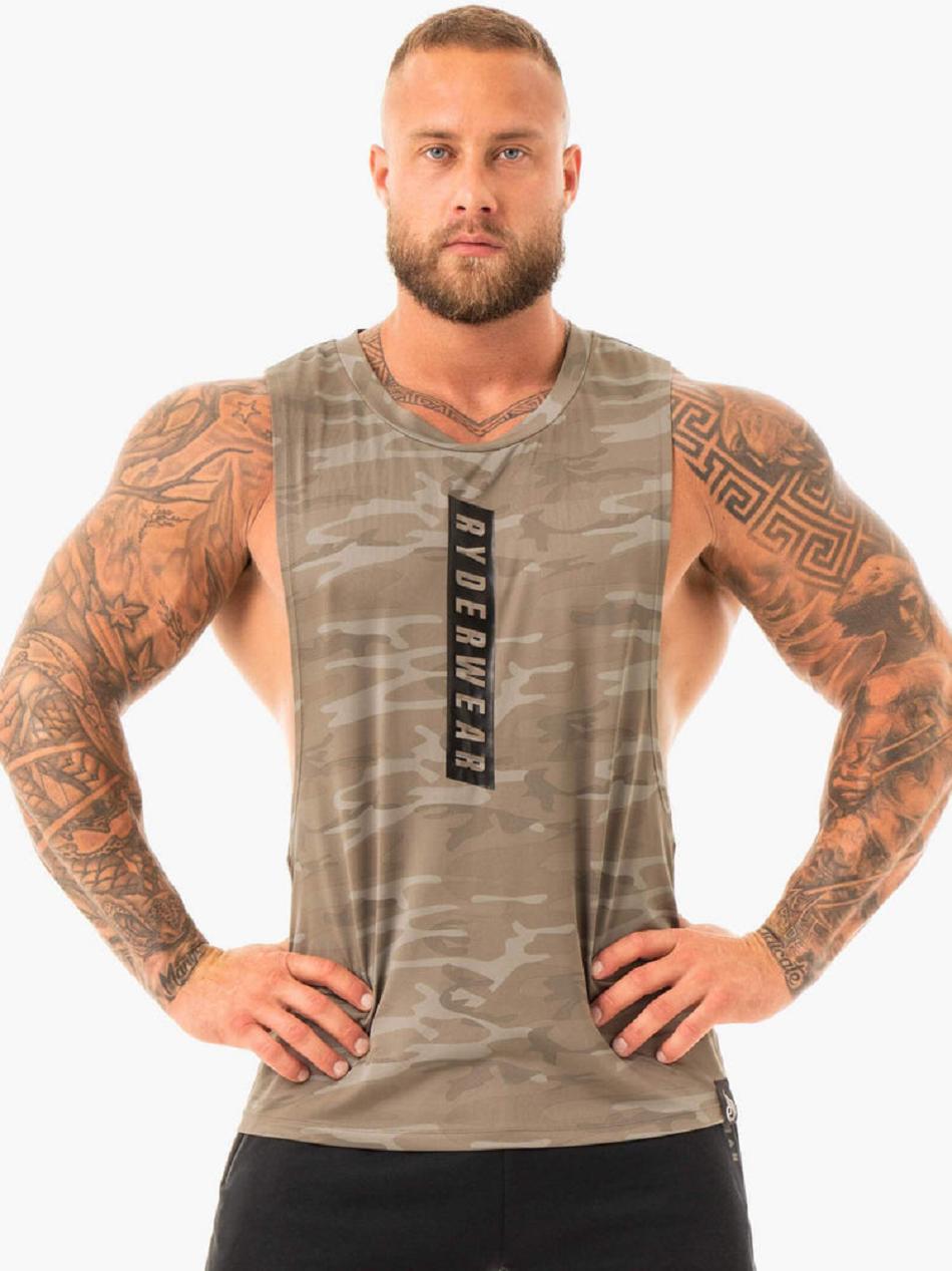 Khaki / Camo Men\'s Ryderwear Combat Baller Tank Top | 5G8344032