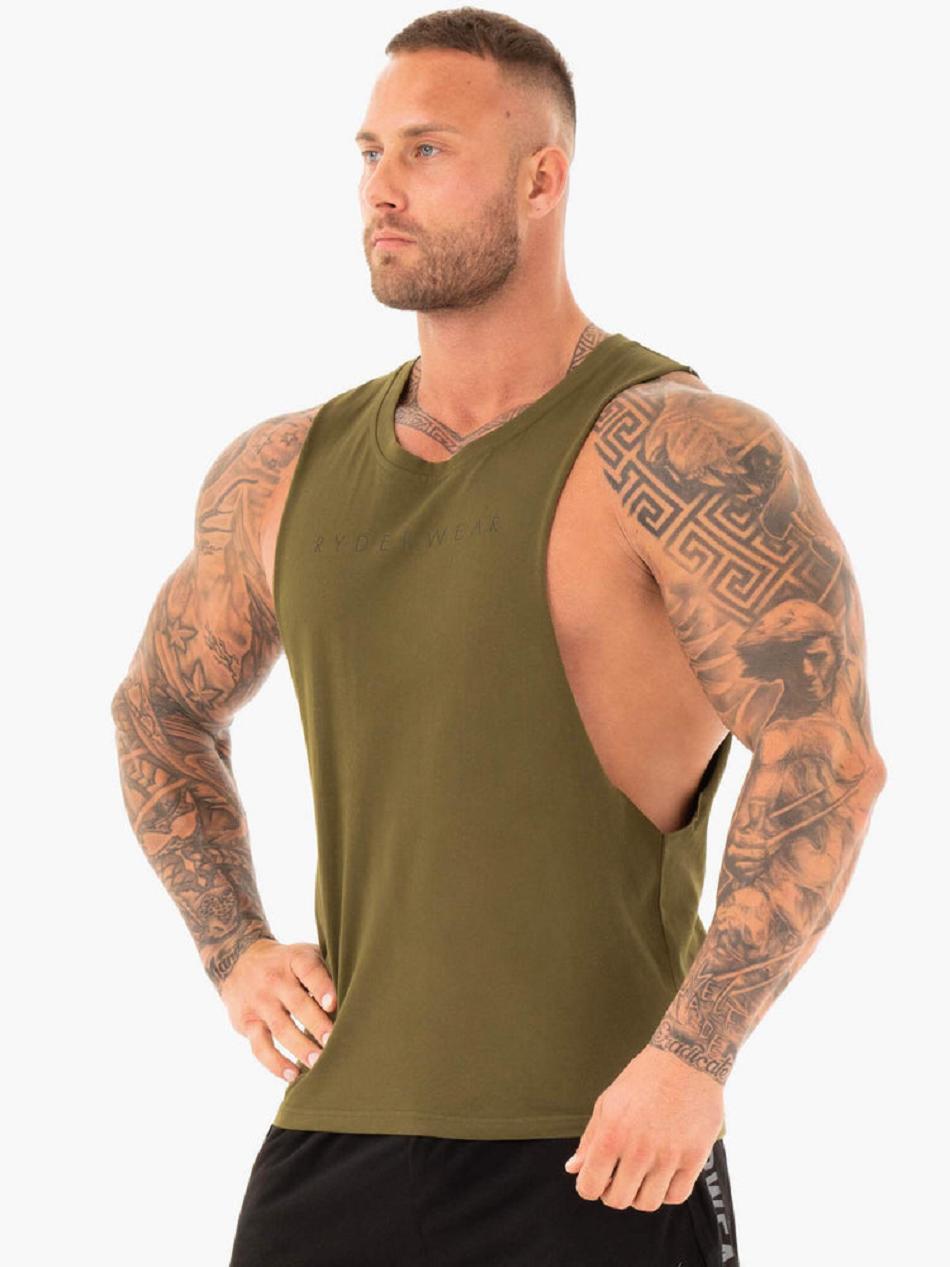 Khaki Men's Ryderwear Active Cotton Baller Tank Top | 89HF49803