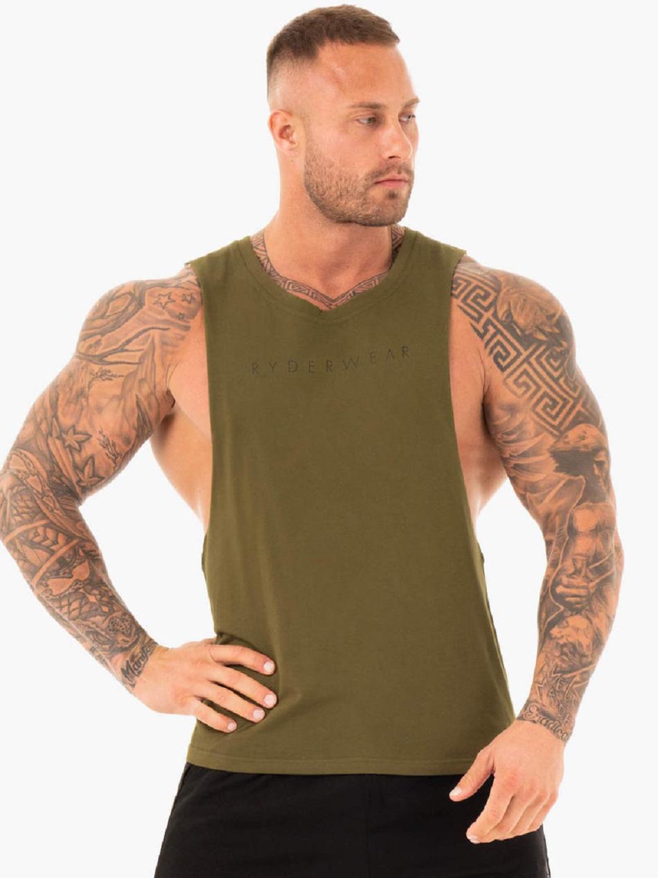 Khaki Men\'s Ryderwear Active Cotton Baller Tank Top | 89HF49803