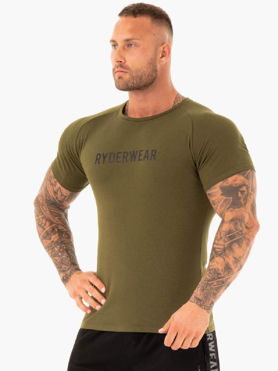 Khaki Men's Ryderwear Active T-Shirt Top | TNTY29822