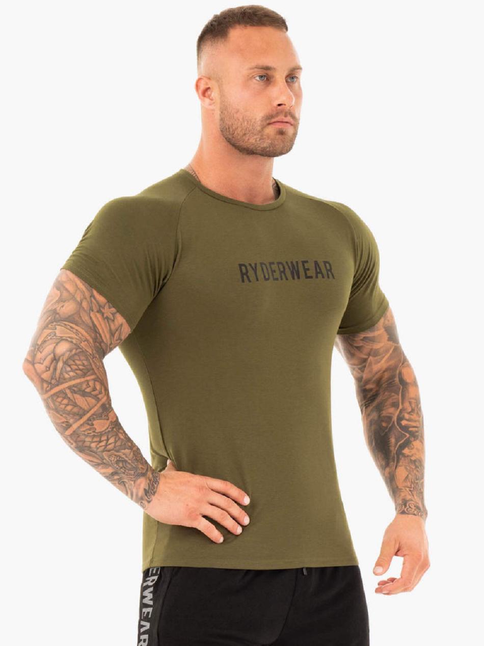 Khaki Men's Ryderwear Active T-Shirt Top | TNTY29822