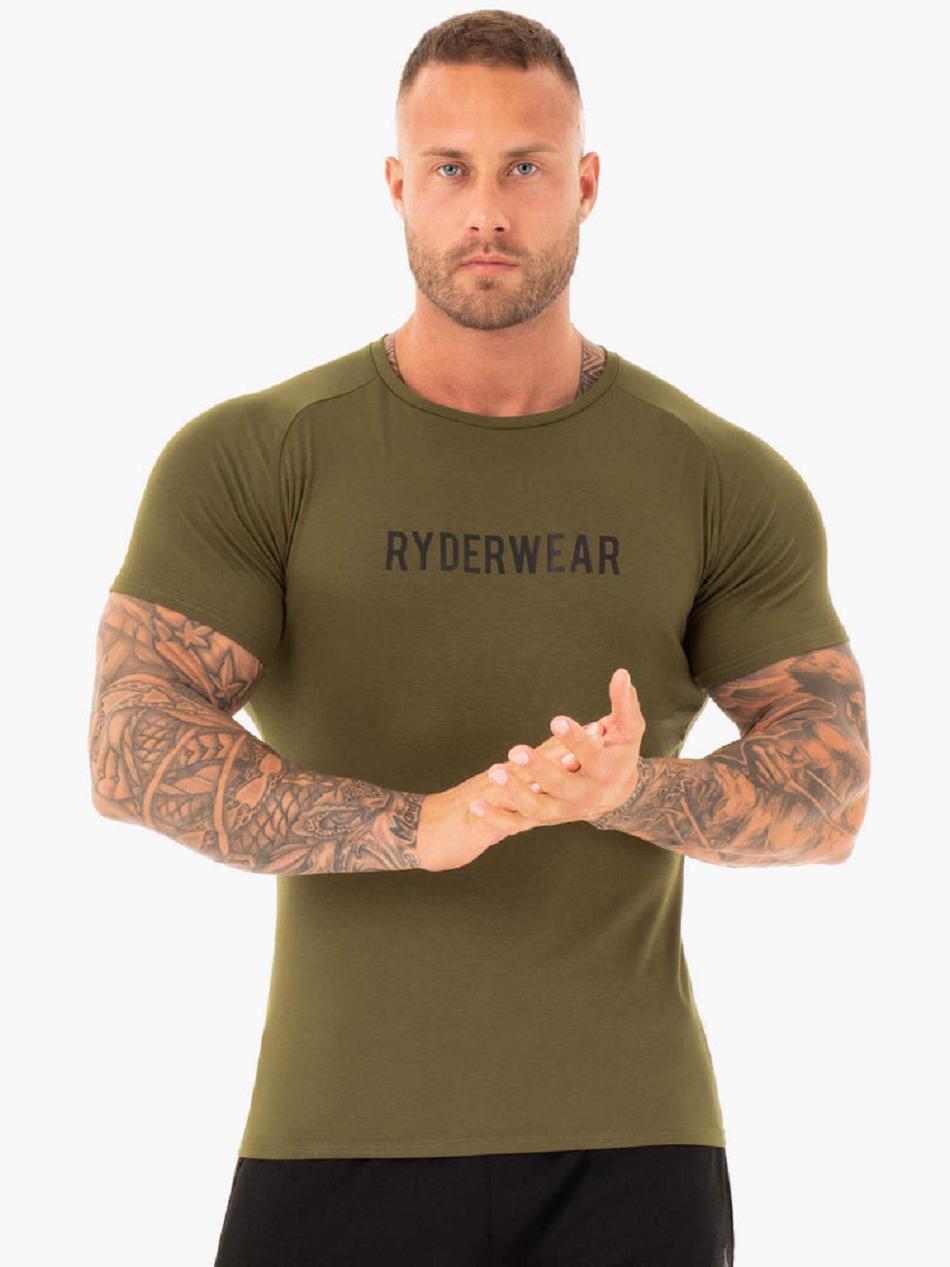 Khaki Men\'s Ryderwear Active T-Shirt Top | TNTY29822