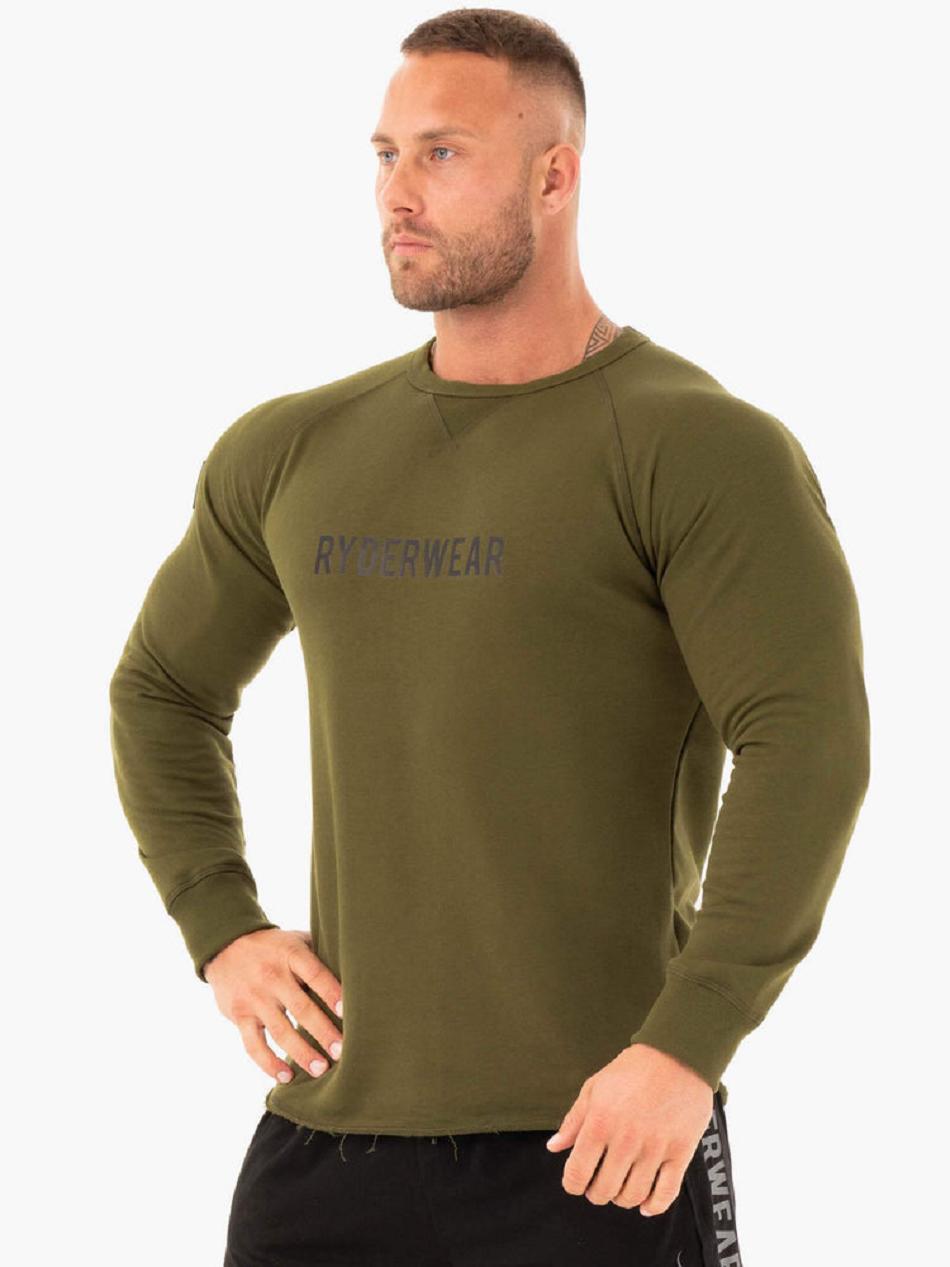 Khaki Men's Ryderwear Athletic Crew Neck Sweater Top | DS8358933