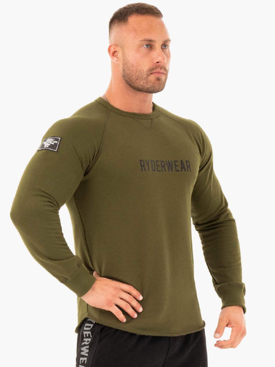 Khaki Men's Ryderwear Athletic Crew Neck Sweater Top | DS8358933