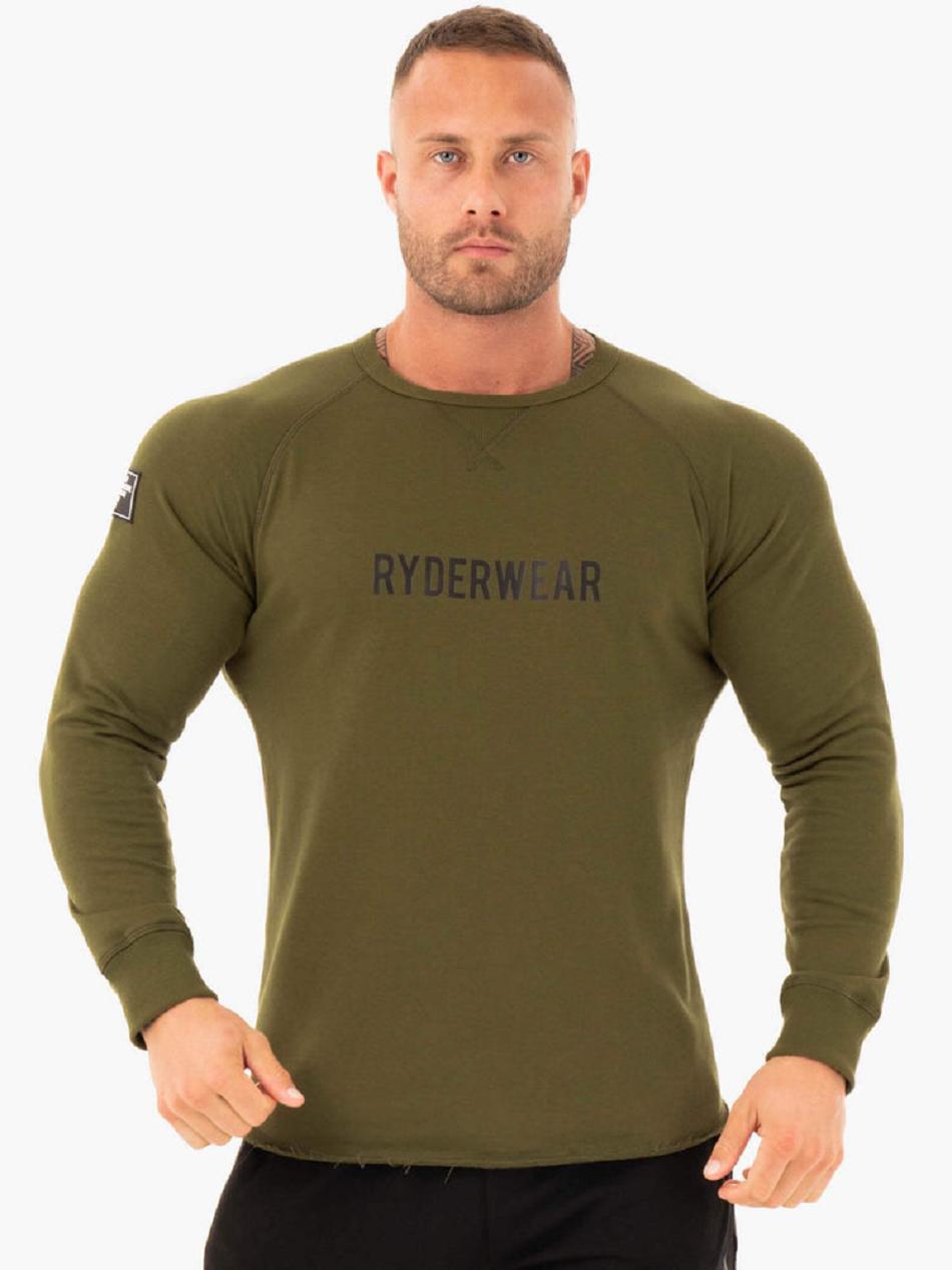 Khaki Men\'s Ryderwear Athletic Crew Neck Sweater Top | DS8358933