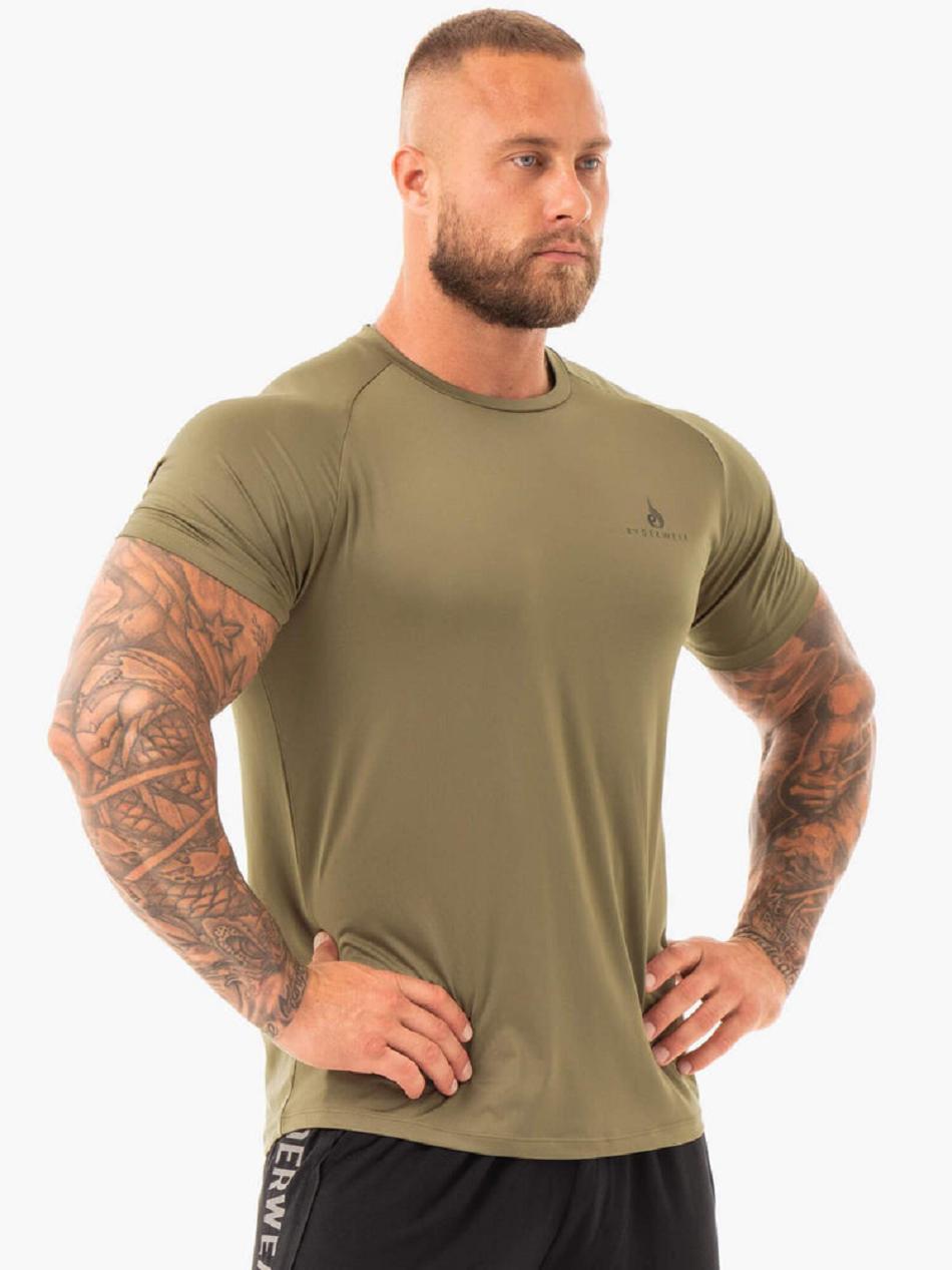 Khaki Men's Ryderwear Breeze T-Shirt Top | RFD74045