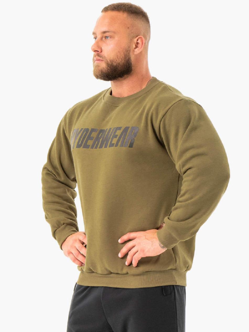 Khaki Men's Ryderwear Ease Fleece Pullover Top | 648Y95403