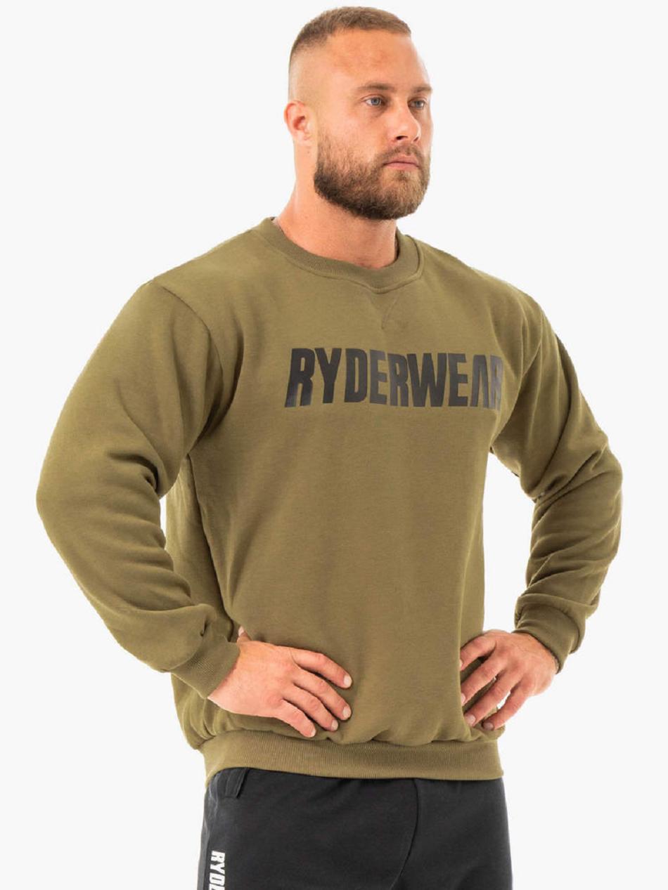 Khaki Men's Ryderwear Ease Fleece Pullover Top | 648Y95403