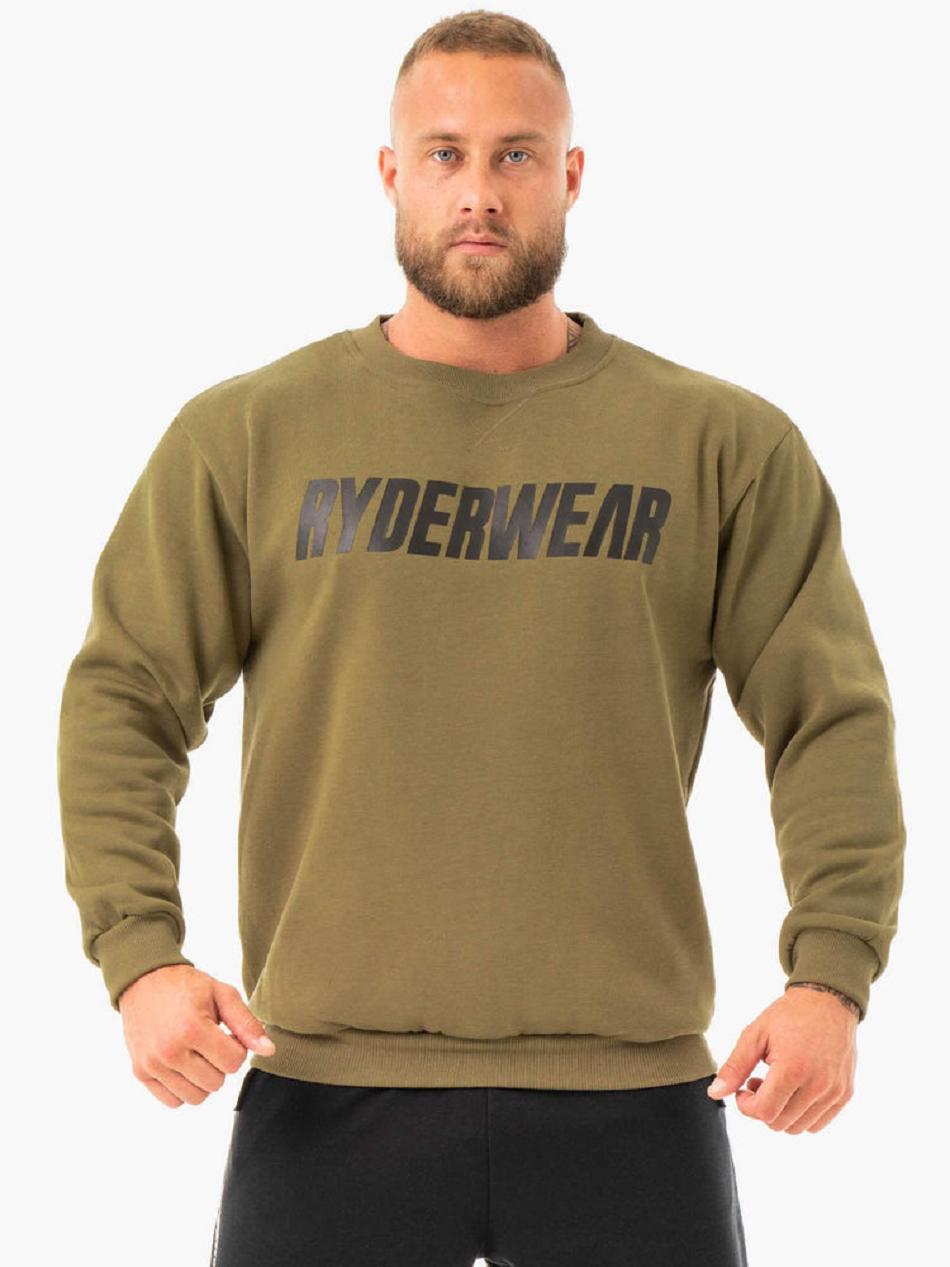 Khaki Men\'s Ryderwear Ease Fleece Pullover Top | 648Y95403