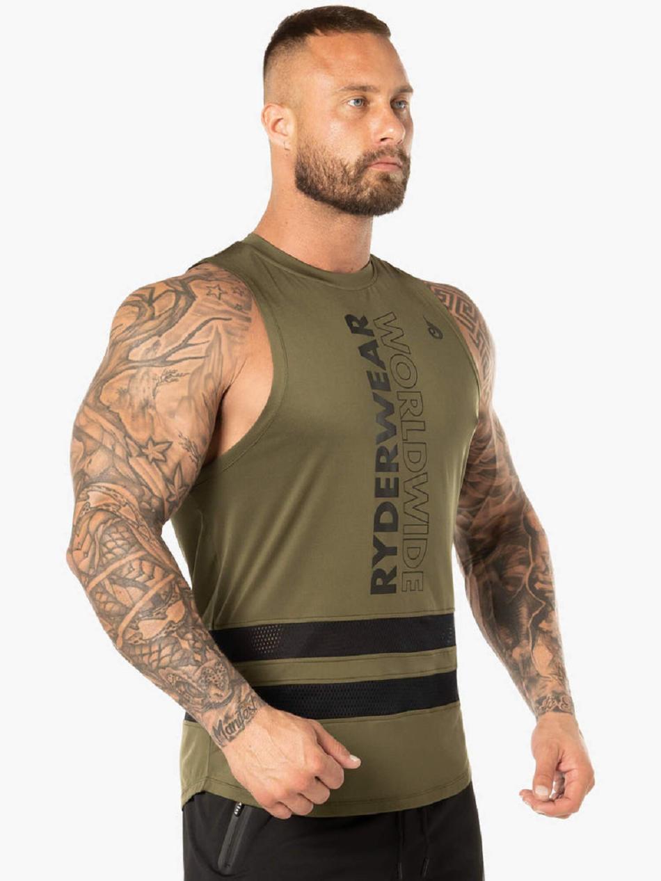 Khaki Men's Ryderwear Evo Mesh Baller Tanks | 5G7745550