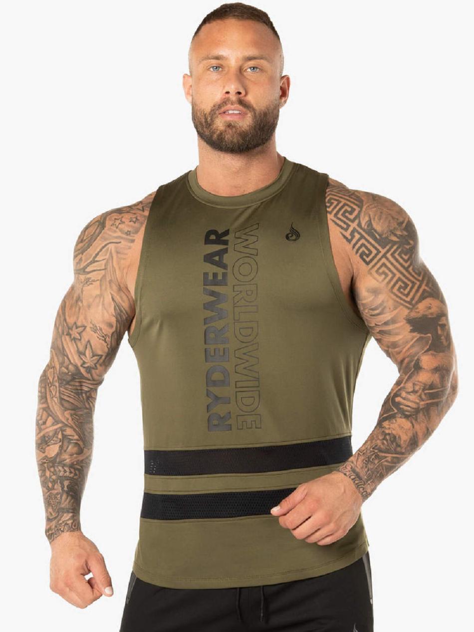 Khaki Men\'s Ryderwear Evo Mesh Baller Tanks | 5G7745550