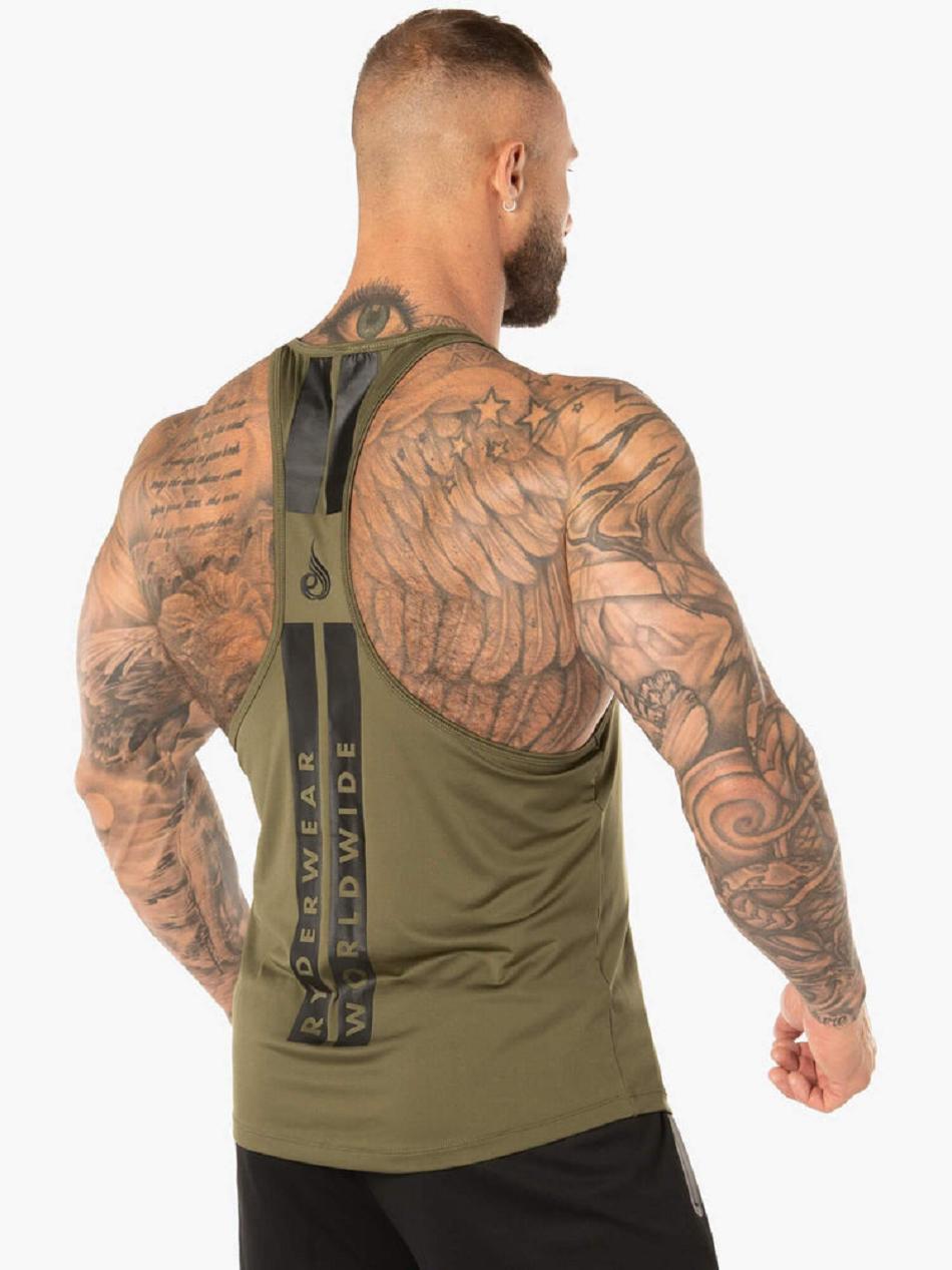 Khaki Men's Ryderwear Evo T-Back Stringer Tanks | MNG25406