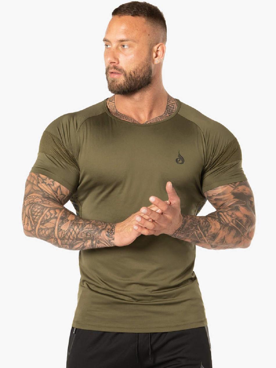 Khaki Men\'s Ryderwear Evo T-Shirt Top | 65Y8757842