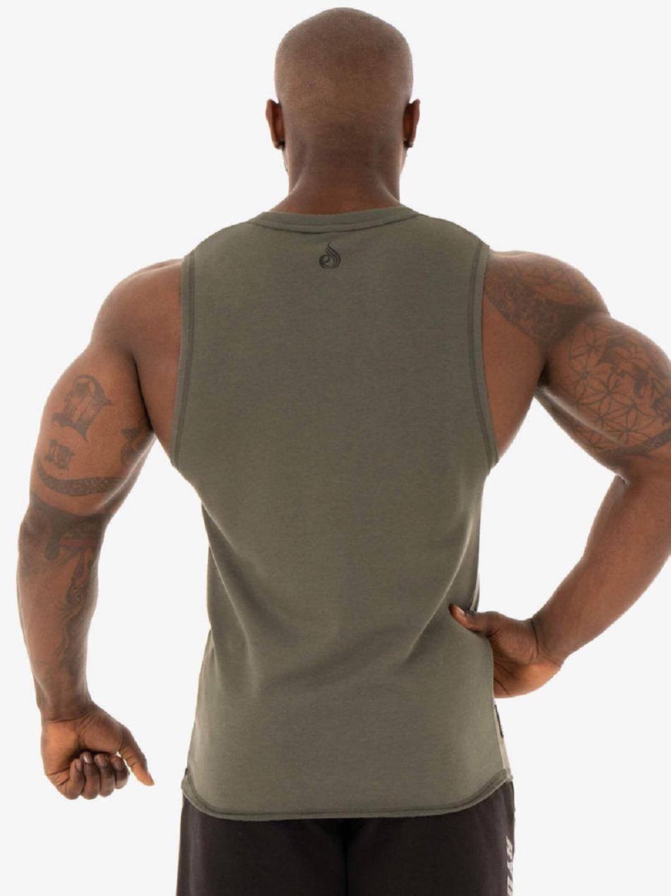 Khaki Men's Ryderwear Flex Fleece Tank Top | REH55550