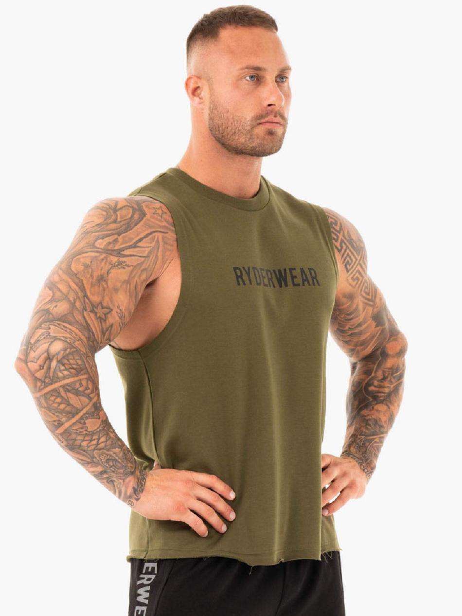 Khaki Men's Ryderwear Performance Baller Tanks | 84GA42685