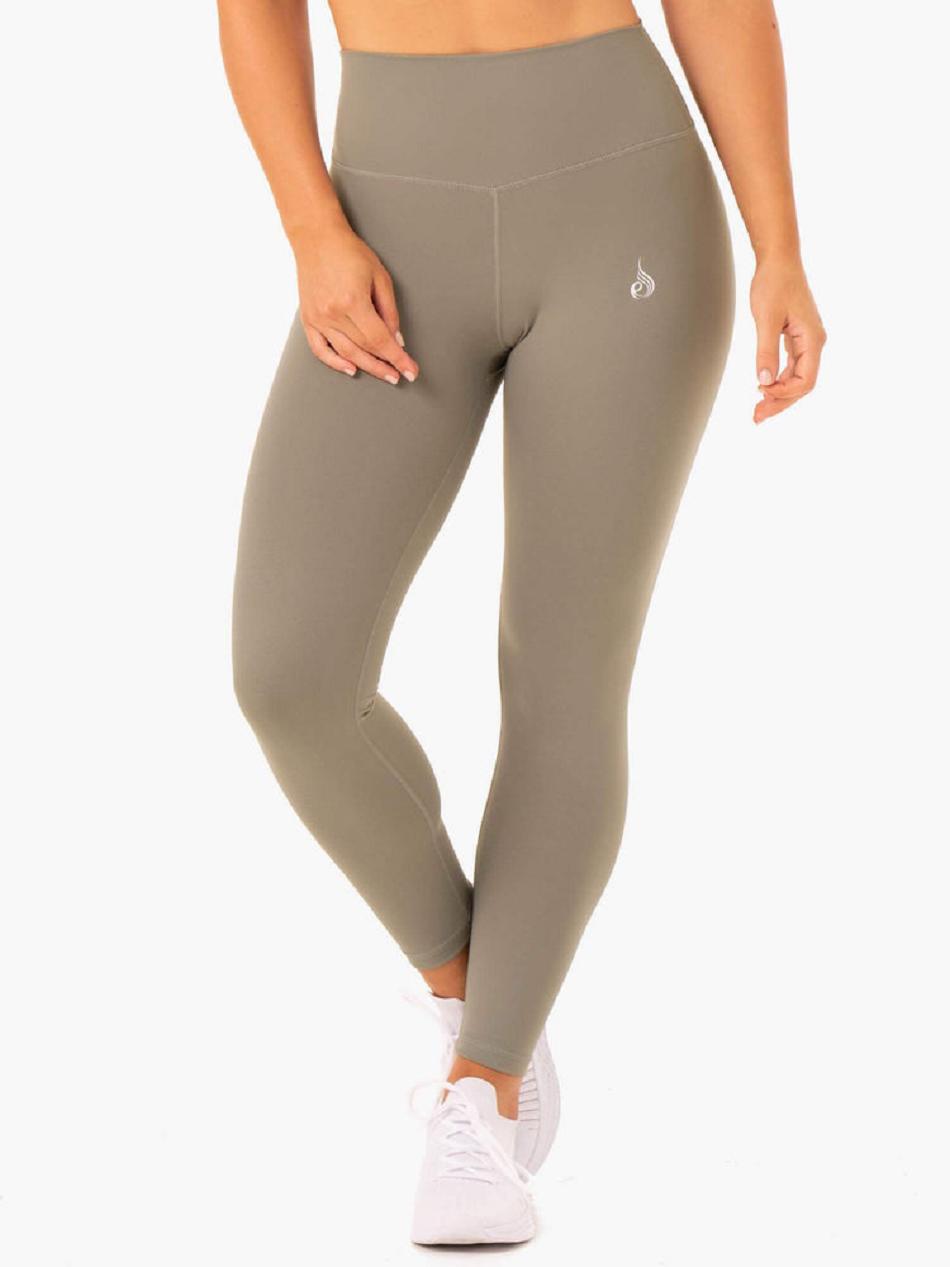 Khaki Women\'s Ryderwear Base Full Length High Waisted Leggings | REH26908