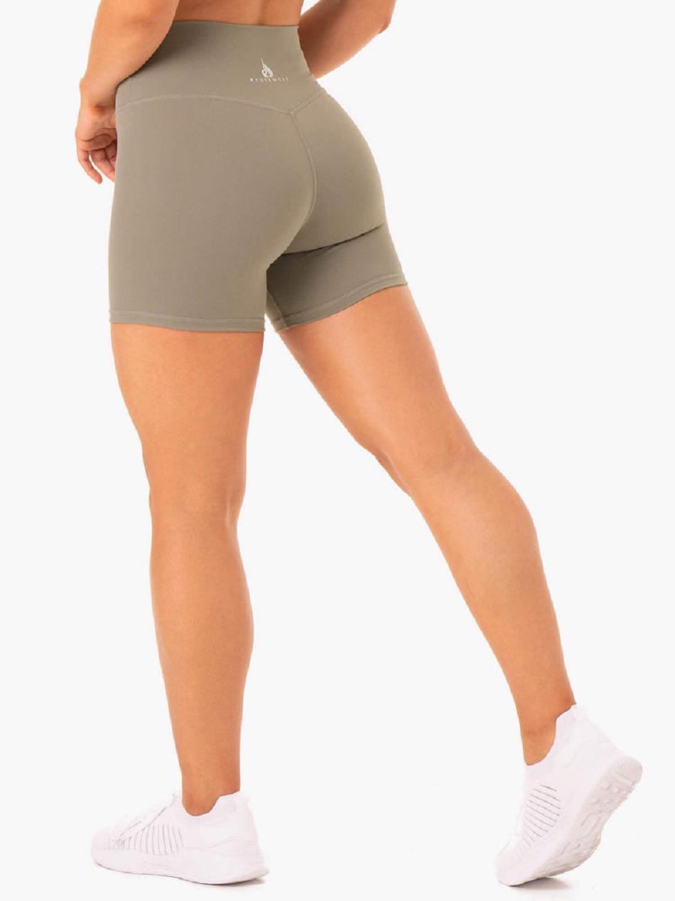 Khaki Women's Ryderwear Base High Waisted Shorts | 65Y5420977