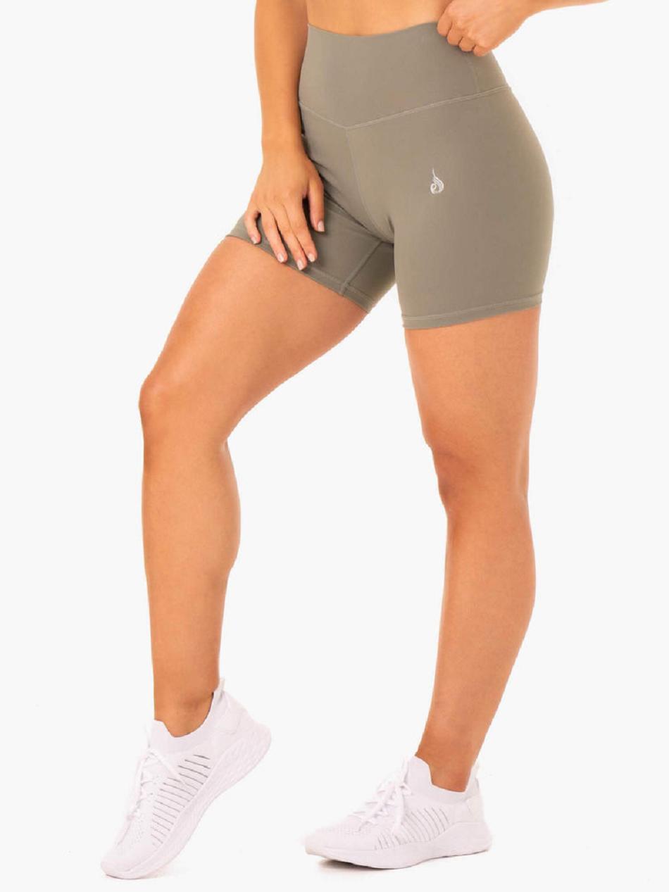 Khaki Women's Ryderwear Base High Waisted Shorts | 65Y5420977