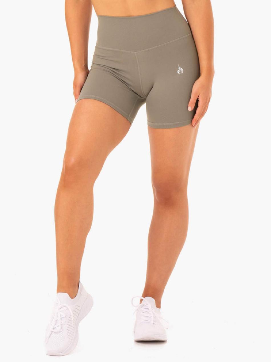 Khaki Women\'s Ryderwear Base High Waisted Shorts | 65Y5420977