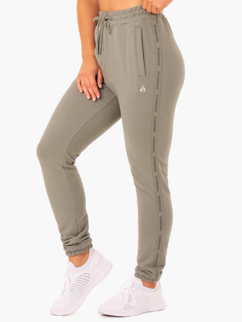 Khaki Women's Ryderwear Base High Waisted Track Pants | 80GA77329