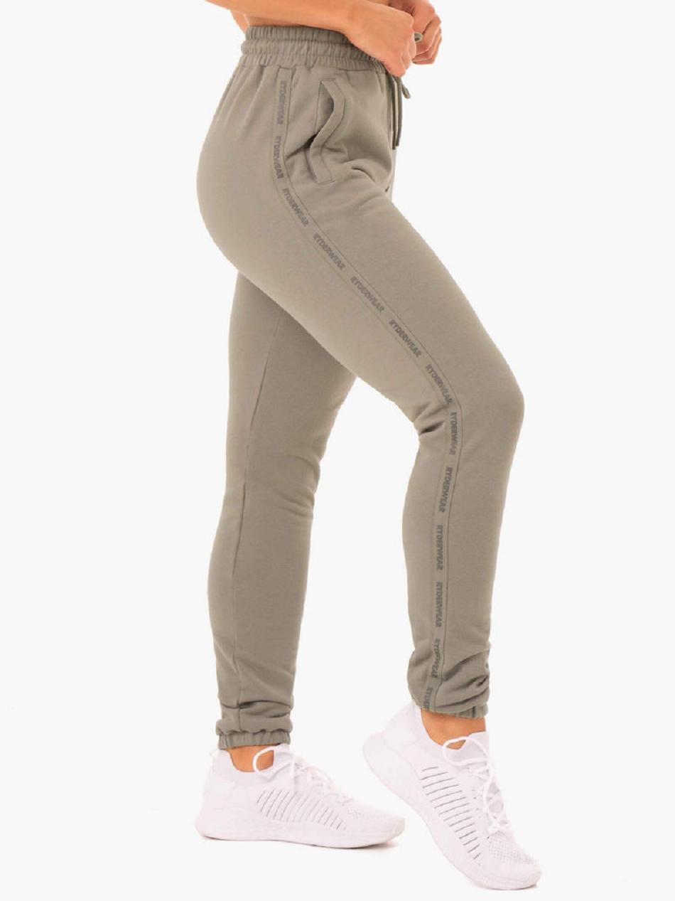 Khaki Women's Ryderwear Base High Waisted Track Pants | 80GA77329