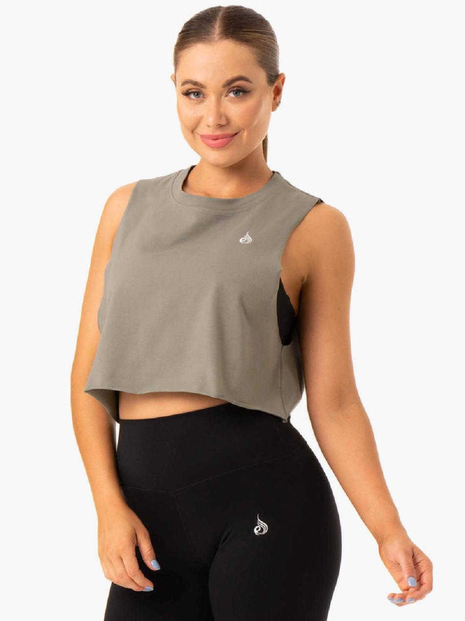 Khaki Women\'s Ryderwear Base Muscle Tanks | 120Y29111