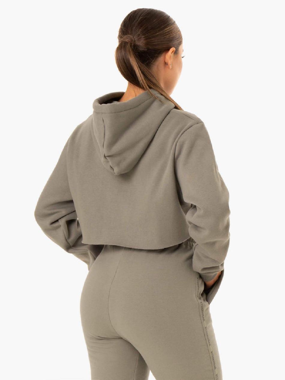 Khaki Women's Ryderwear Base Pullover Hoodie Top | 61YH83458