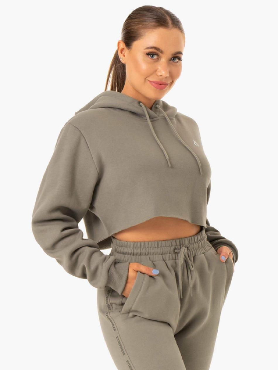 Khaki Women's Ryderwear Base Pullover Hoodie Top | 61YH83458