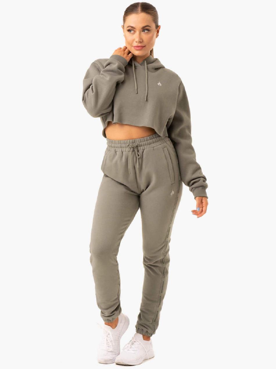 Khaki Women's Ryderwear Base Pullover Hoodie Top | 61YH83458