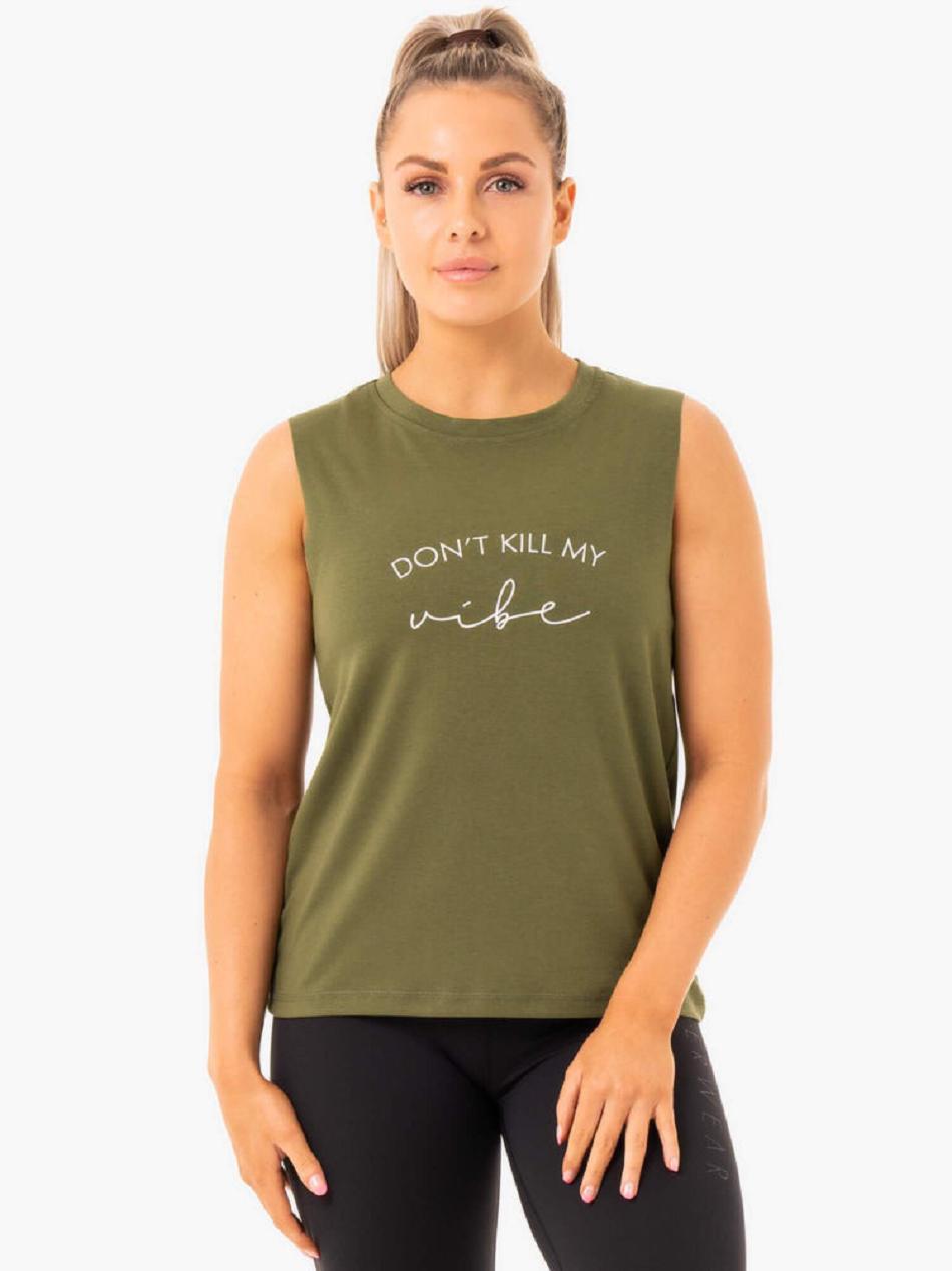 Khaki Women's Ryderwear Ladies Baller Tanks | FG46099